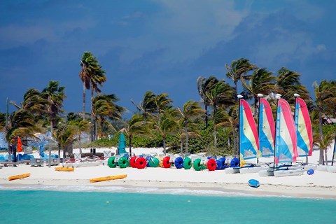 Framed Watercraft Rentals at Castaway Cay, Bahamas, Caribbean Print