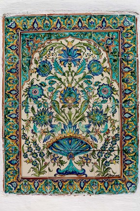 Framed Tile work on wall, Havana, Cuba Print