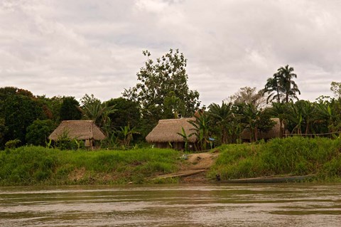 Framed Indian Village on Rio Madre de Dios, Amazon River Basin, Peru Print