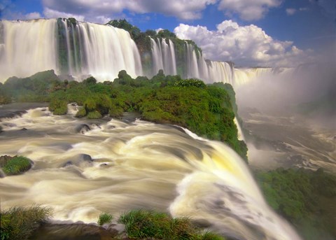 Framed Brazil, Igwacu Waterfalls into the Igwacu River Print