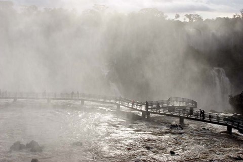 Framed Lookout Engulfed in Mist, Iguassu Falls, Brazil Print