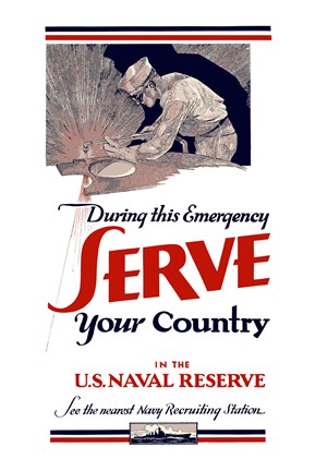 Framed Serve Your Country - US Naval Reserve Print