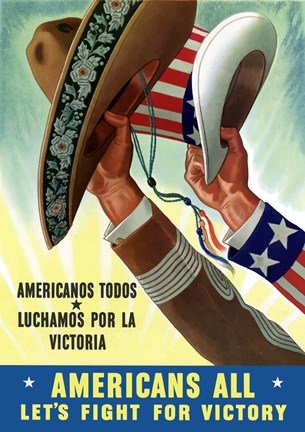 Framed American&#39;s All - Let&#39;s Fight for Victory Print