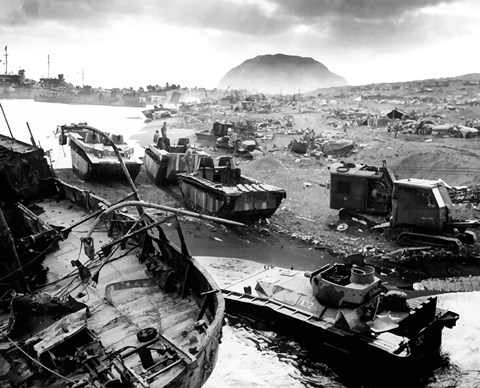 Framed Wreckage During The Battle of Iwo Jima Print