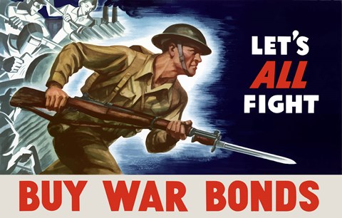 Framed Buy War Bonds - Let&#39;s All Fight Print