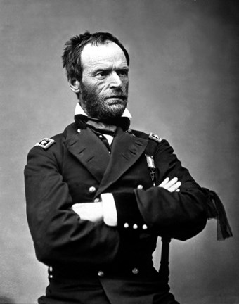 Framed Digitally Restored Vector Portrait of General Sherman Print