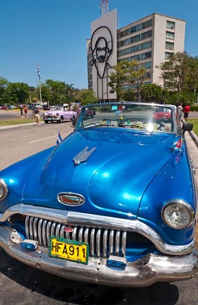 Framed Havana, Cuba, Classic cars in Revolution Square Print