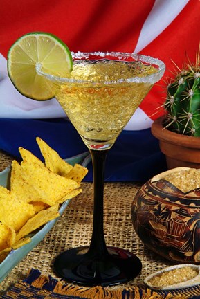 Framed Daiquiri cocktail and Cuban flag Print