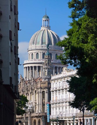 Framed Capitol building, Havana, UNESCO World Heritage site, Cuba Print