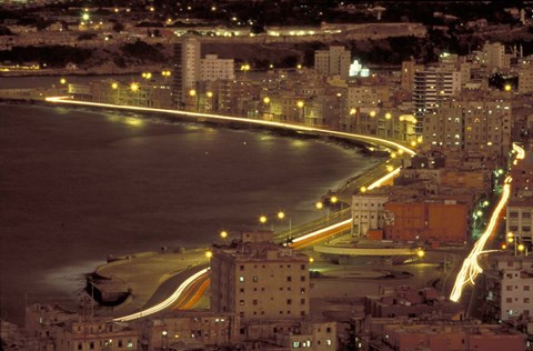 Framed Malecon at Night, Havana, Cuba Print