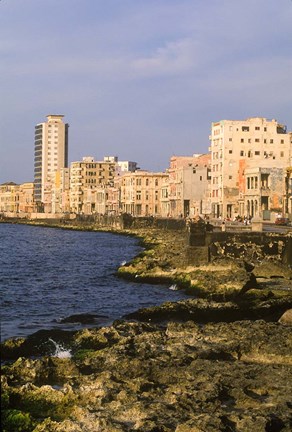 Framed Malecon, Waterfront in Old City of Havana, Cuba Print