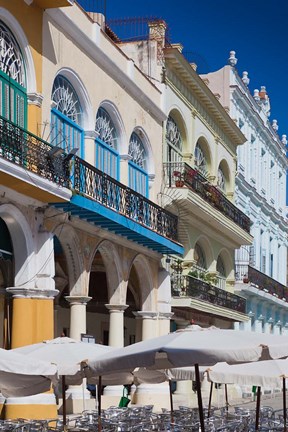 Framed Cuba, Havana, Plaza Vieja, renovated buildings Print