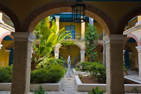 Framed Courtyard building, historic center, Havana, UNESCO World Heritage site, Cuba Print