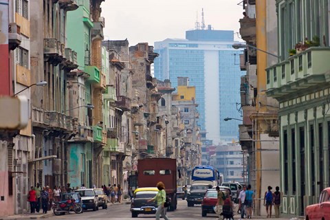 Framed Old and new buildings, Havana, UNESCO World Heritage site, Cuba Print
