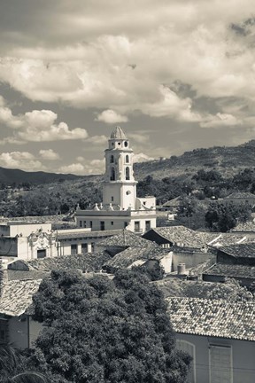 Framed Cuba, Sancti Spiritus, Trinidad, town view (black and white) Print