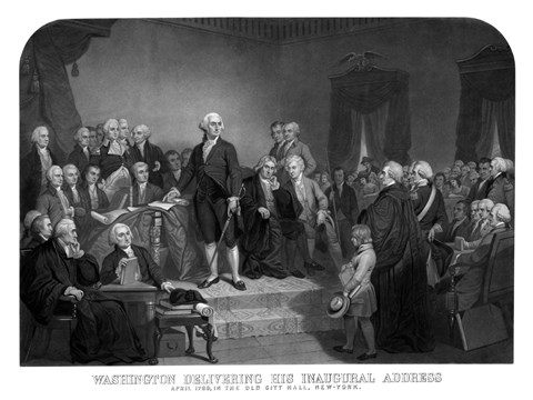 Framed President George Washington' Inaugural Address Print