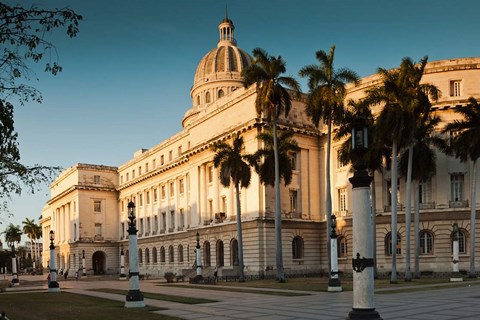 Framed Cuba, Havana, Capitol Building, sunset Print