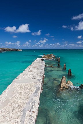 Framed Cuba, Havana, Playas del Este, Playa Jibacoa, pier Print