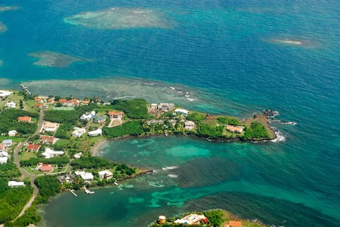 Framed Grenada, City of St George and the beach Print