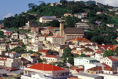 Framed View of Downtown St George, Grenada, Caribbean Print