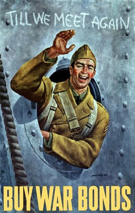 Framed American Soldier Waving Print