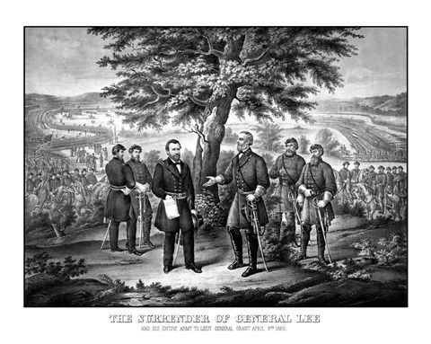 Framed Surrender of General Robert E Lee to General Ulysses S Grant Print