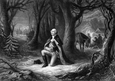 Framed General George Washington Praying at Valley Forge Print