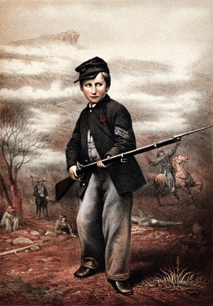 Framed Union Drummer Boy with Rifle Print