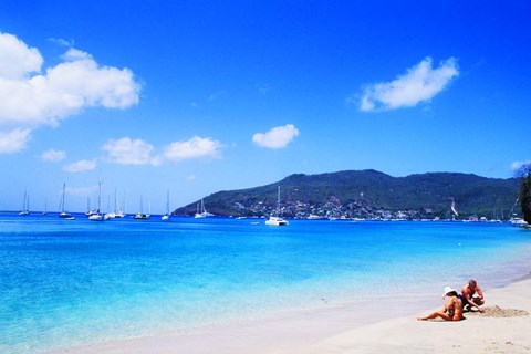 Framed Couple Enjoying Princess Margaret Beach in Bequia, Grenadines Print