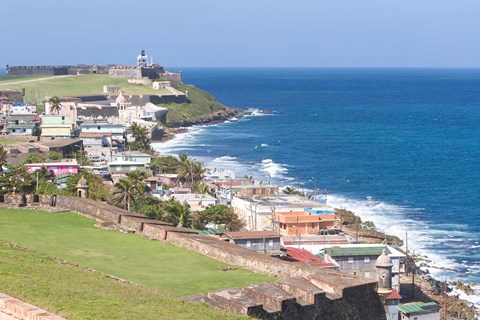 Framed View towards El Morro from Fort San Cristobal in San Juan, Puerto Rico Print