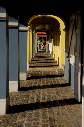 Framed Caribbean, USVI, St Croix, Christiansted, Path Arches Print