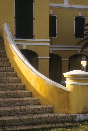 Framed Customs House exterior stairway, Christiansted, St Croix, US Virgin Islands Print