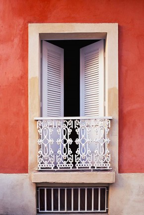 Framed White Shutters, Old San Juan, Puerto Rico Print