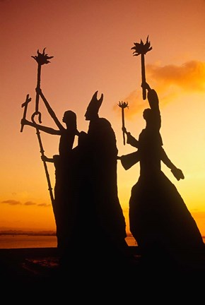 Framed View of San Juan with Rogativa Bronze Statue Print