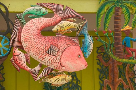 Framed Fish Souvenir at Al Vern&#39;s Craft Market, Turks and Caicos, Caribbean Print