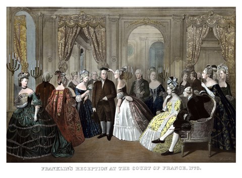 Framed Benjamin Franklin&#39;s Reception by the French Court Print