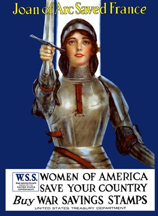 Framed Joan of Arc - Vintage WWI Print