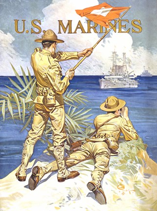 Framed WWI - Two Marines on the Beach Print
