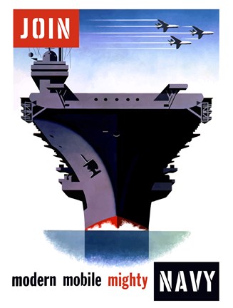 Framed Modern, Moblie, Mighty, Navy Print