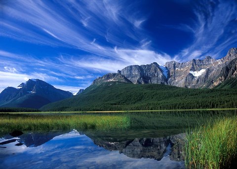 Framed Cirrus Clouds Over Waterfowl Lake, Banff National Park, Alberta, Canada Print