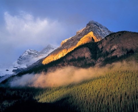 Framed Alberta, Banff NP, Sunrise of the Canadian Rockies Print