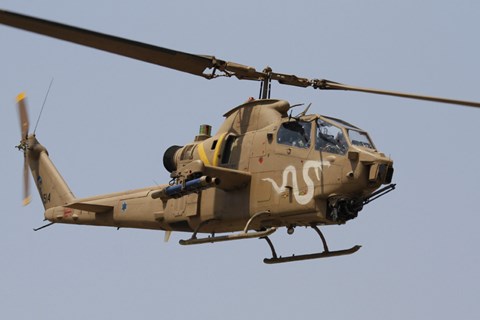 Framed AH-1S Tzefa helicopter in flight Print