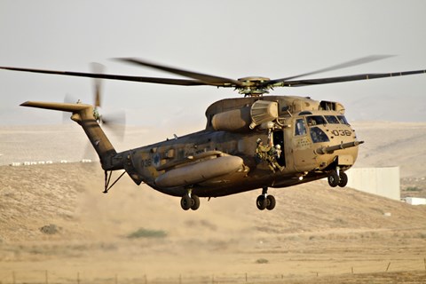 Framed CH-53 Yasur 2000 of the Israeli Air Force in a rescue demonstration Print