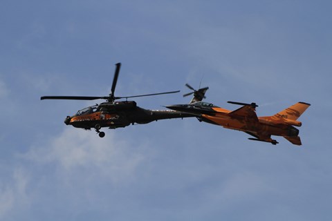 Framed F-16 Falcon and AH-64 Apache from the Royal Netherlands Air Force Print