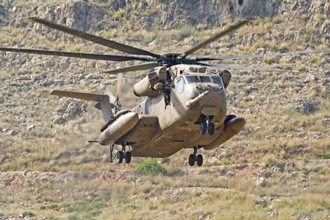 Framed CH-53 Yasur 2000 of the Israeli Air Force landing in the field Print