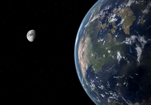 Framed View of North America with rise in sea level 330 feet above average Print