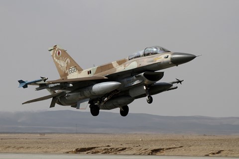 Framed F-16D Barak of the Israeli Air Force landing at Ovda Air Force Base Print