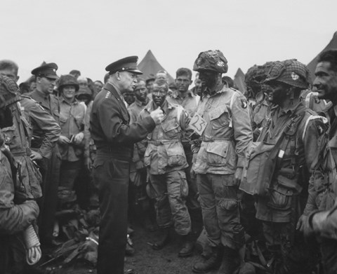 Framed General Dwight D Eisenhower with Soldiers of the 101st Airborne Division Print