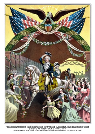 Framed General George Washington on Horseback (color) Print