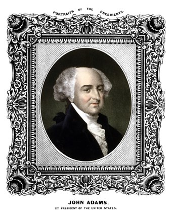 Framed President John Adams (color portrait) Print